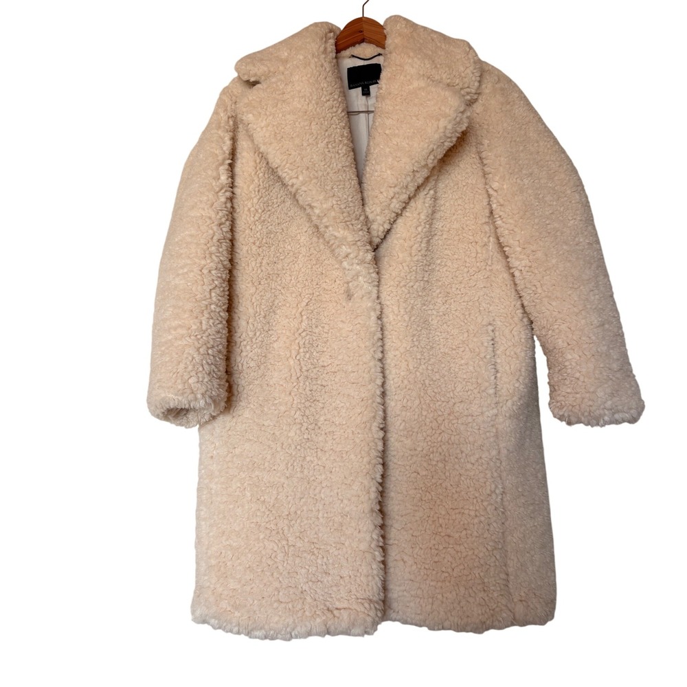 Banana Republic Sherpa Cocoon Coat Ivory XS Made in‎ Vietnam Teddy Fleece Sherpa